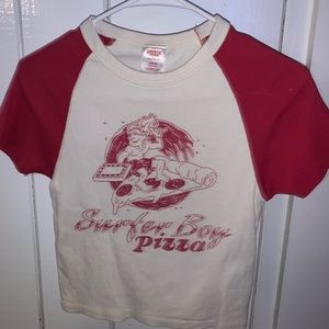 PacSun x Stranger Things Surfer Boys Pizza Cropped Tee